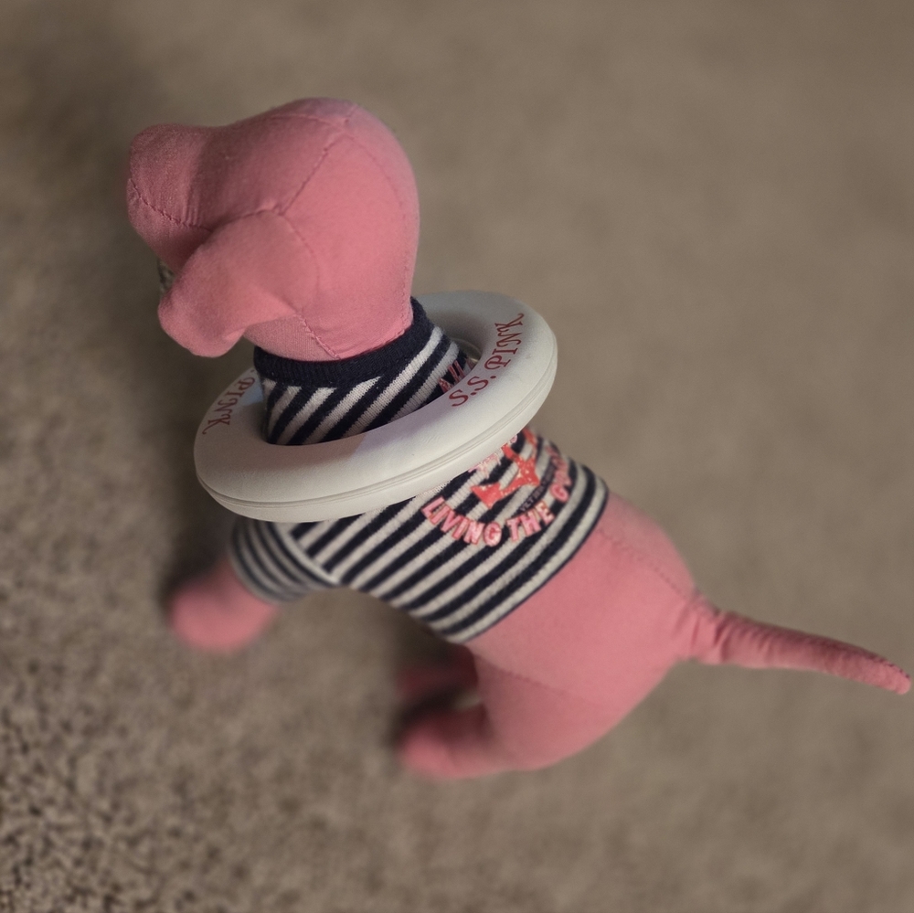 Vintage Y2K Victoria Secret Pink Life Saver Navy Striped Dog With Outfit